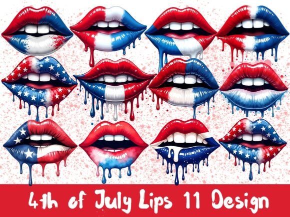 4th of July Lips PNG Design Bundle for Graphics and Crafts