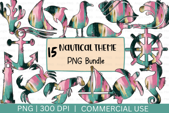 Brushstrokes Nautical Clipart Bundle for Graphics and Crafts
