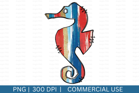 Brushstrokes Seahorse Clipart, Nautical Graphics for Crafts