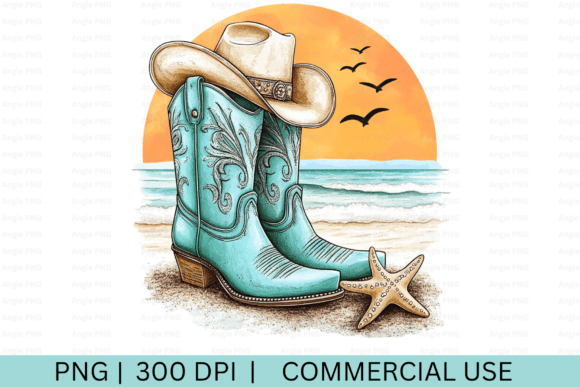 Coastal Cowgirl Boots, Western Boots PNG Graphics for Crafts