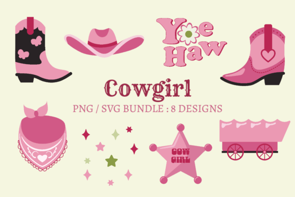 Cowgirl Clipart Bundle 2: Graphics for Crafts and Branding