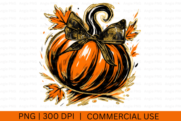 Fall Gold Glitter Pumpkin, Coquette PNG for Graphics and Crafts