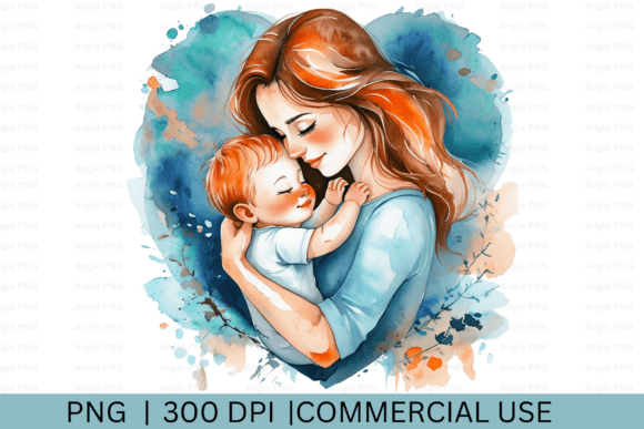 Mother s Day PNG, Watercolor Baby Shower Graphics for Crafts