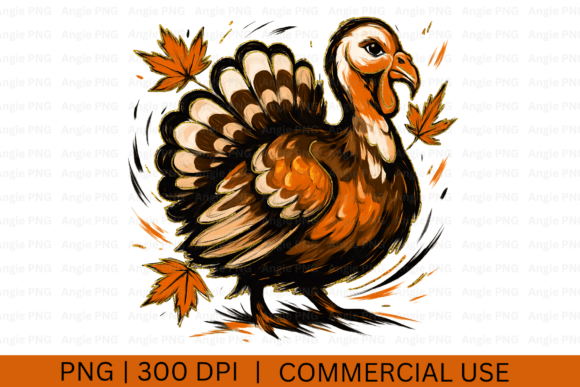 Preppy Glitter Thanksgiving Turkey PNG for Graphics and Crafts