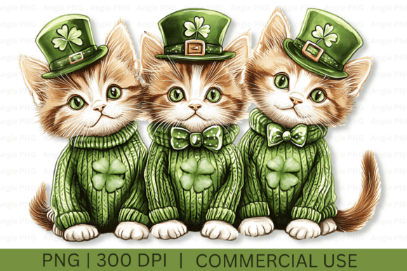 St. Patrick’s Day Cats, Cat Lover Graphics for Crafts