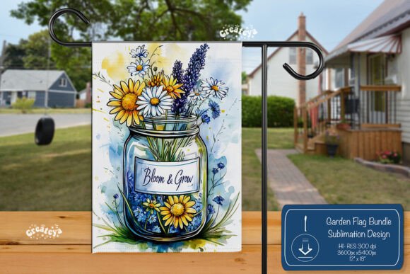 Summer Spring Flower Garden Flag Png for Graphics and Crafts