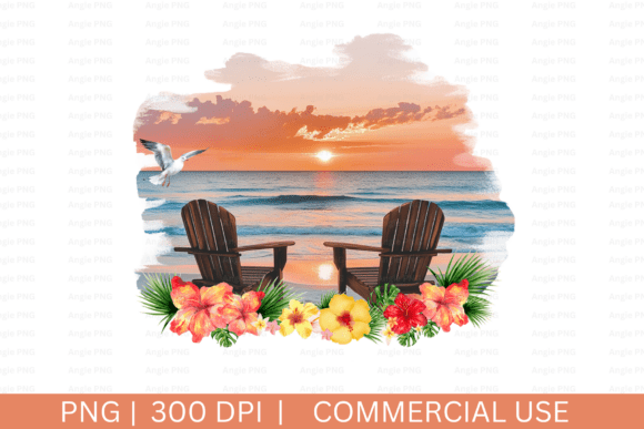 Watercolor Couples Chairs on Beach PNG: A Crafts & Graphics Review